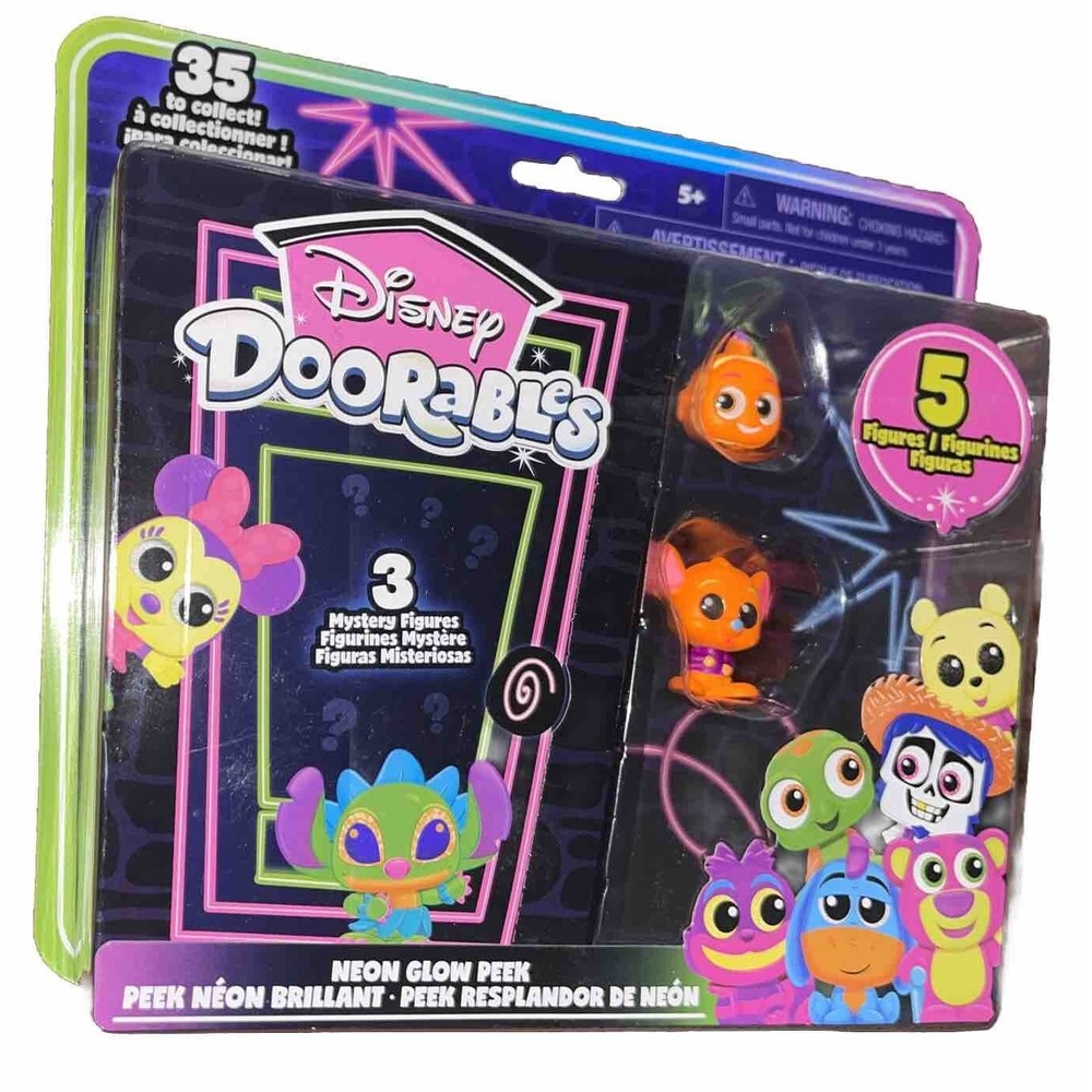 Disney Doorables Neon Glow Nemo Roo 3 Mystery Figures 5 Figure Total New In Box